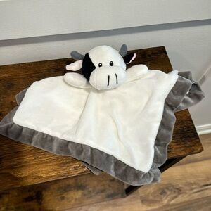 Baberoo Cow bull  Security Blanket Baby Lovey Plush White Gray Black